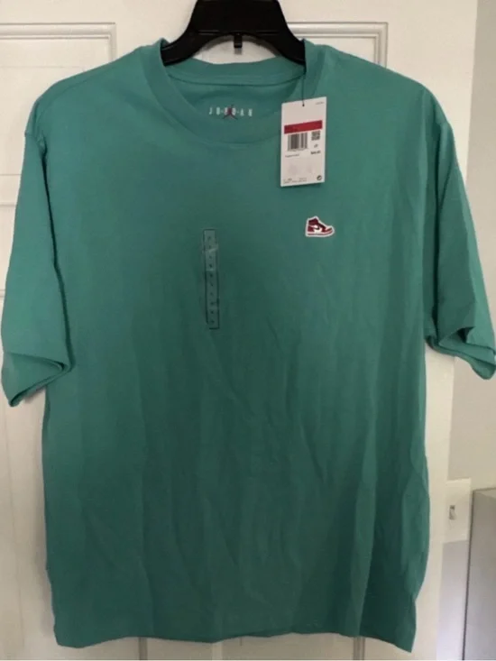 Jordan Jumpman Air Jordan 1 Teal Men's T-Shirt L Embroidered Logo Crew Neck