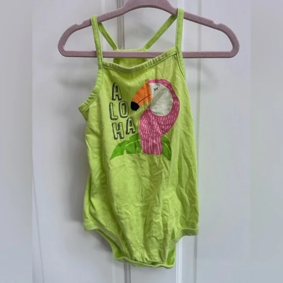 Okie Dokie 18M Green Toucan Girls Tank Top onesie Bodysuit