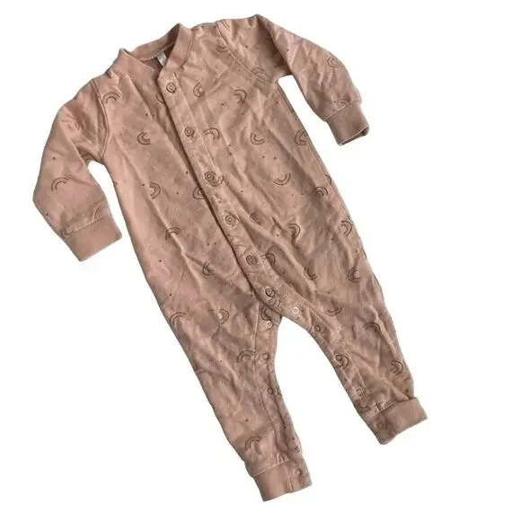Rylee + Cru French Terry Jumpsuit - Rainbows - Dusty Rose - 3-6M