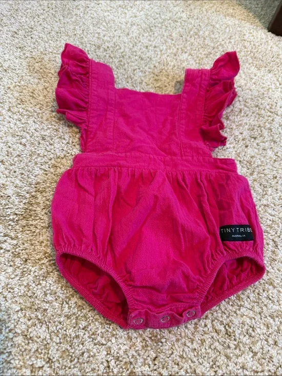 Tiny Tribe Hot Pink Ruffle Romper