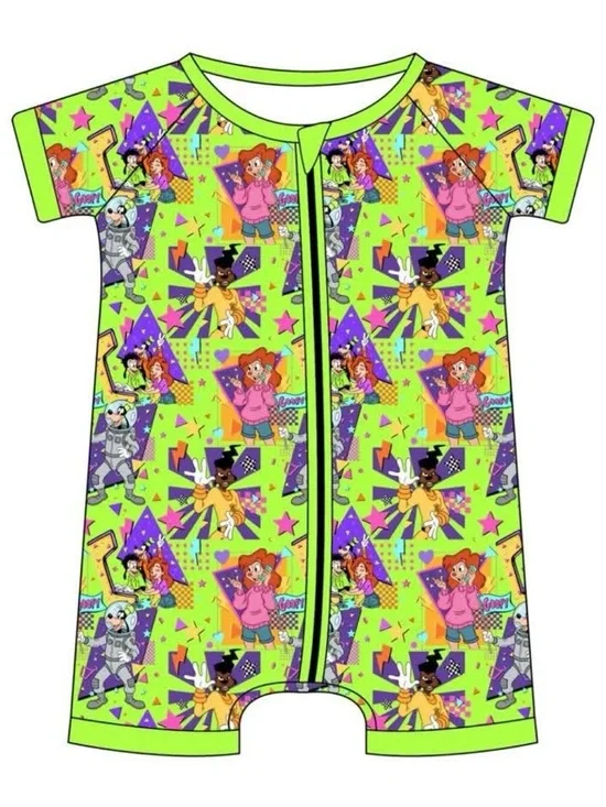 BAMBOO Neon Green and Purple Cartoon Print Kids shortie