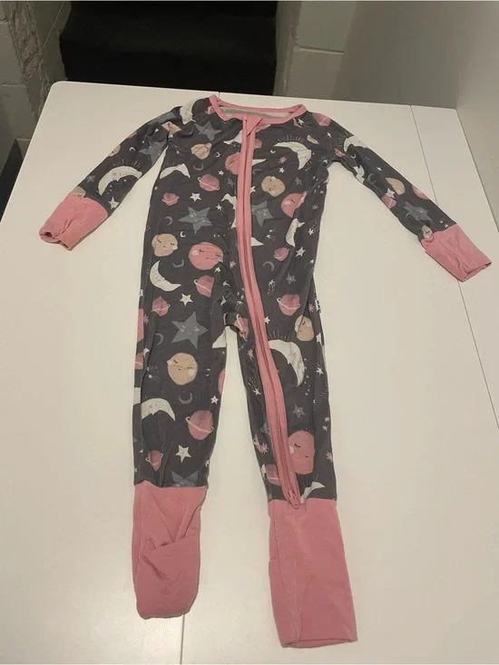 Little Sleepies Brand Pink To the Moon & Back Zippy Pajamas Size 6-12 Months