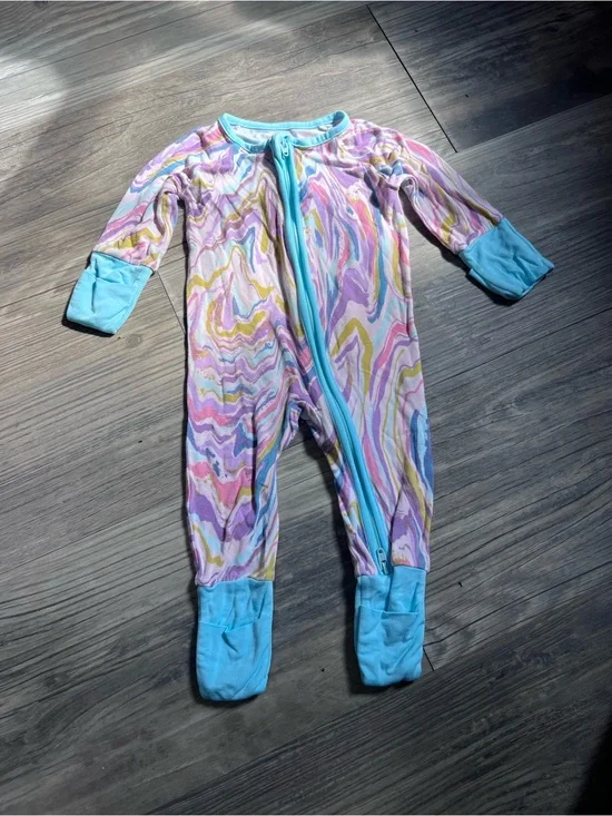 Little Sleepies Pink Swirl Zip Footie One Piece Bamboo Zippy Newborn