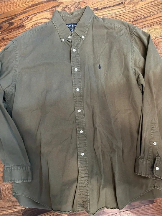 Polo by Ralph Lauren Olive Button-Down Shirt with Navy Pony