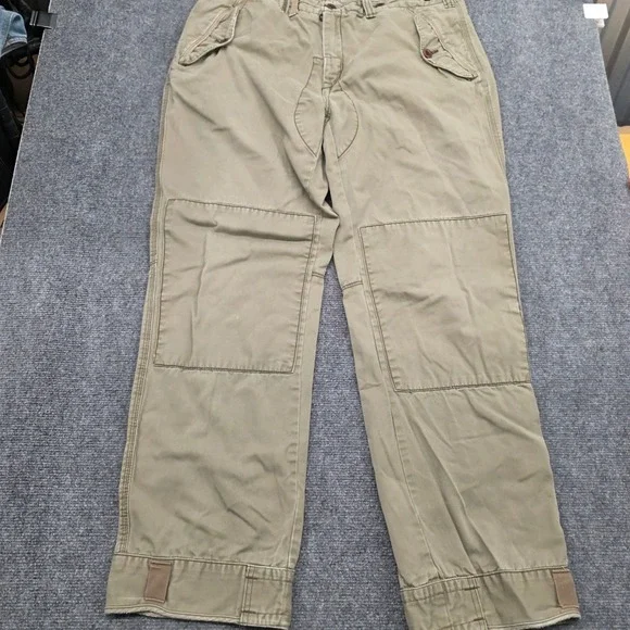 Vtg Polo Ralph Lauren Men Green Cotton Double Knee Military Field Pants 36/32