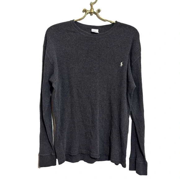 Polo Ralph Lauren Sleepwear Long Sleeve‎ Waffle Knit Thermal Shirt Gray Men's M