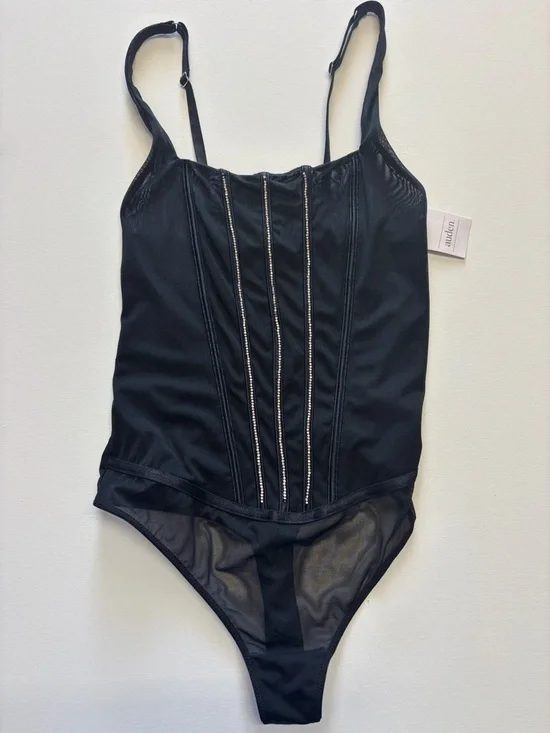 H&M Black Girls' One-Piece Bodysuit with Vertical Silver Trim