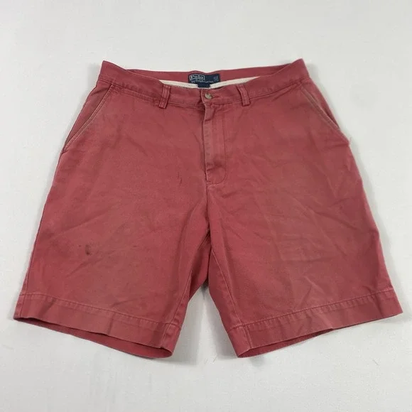 Polo Ralph Lauren Shorts Mens 33 Red Chino Flat Front Cotton Casual Summer