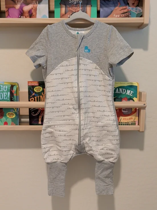 Love to dream Grey & White Short Sleeve Footed One-Piece