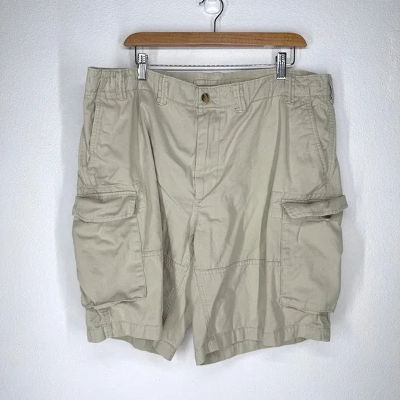 Polo Ralph Lauren Mens Khaki Tan Relaxed Cotton Cargo‎ Shorts Size 40 Utility