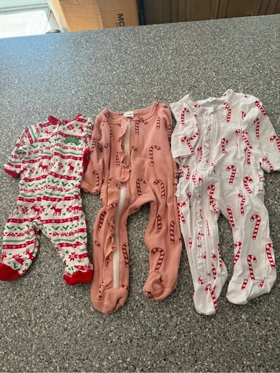 Kids One-Piece Pajama - Candy Cane Print (White, Pink, Red)