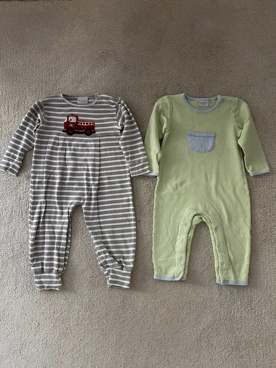 Two rompers 12 & 18m Squiggles by Charlie pima cotton