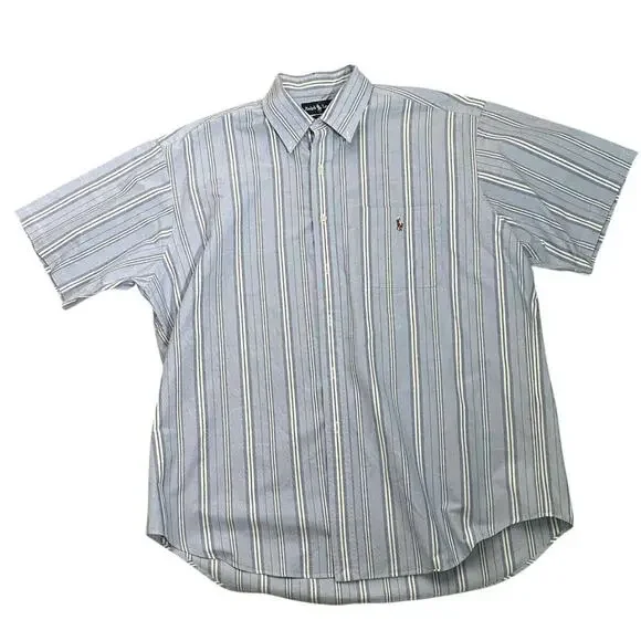 Polo Ralph Lauren Mens Blake Blue Stripe Oxford Button Down 100% cotton Shirt XL