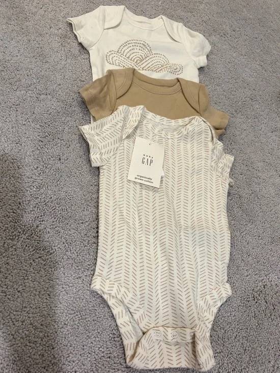 GAP Neutral Tones Baby One-Piece 3-Pack - Cream, Tan, Off-White