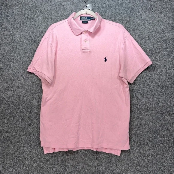 Polo Ralph Lauren Polo Shirt Mens Medium Pink Pony Custom Fit Classic Preppy