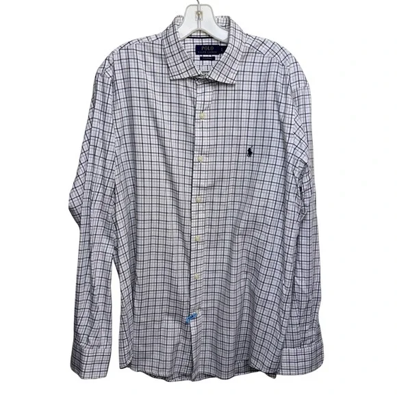 Polo Ralph Lauren Men's Long‎ Sleeve XL Performance Crisp Tattersall Plaid Luxe