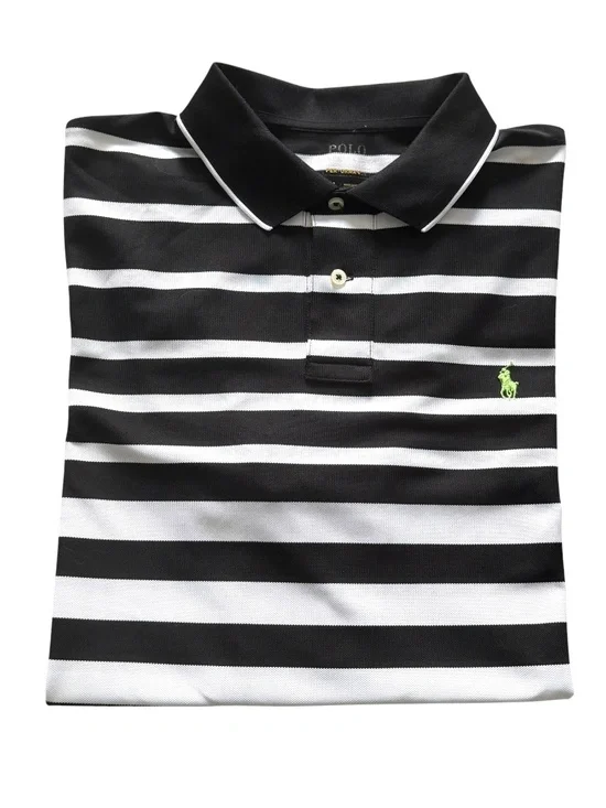 Polo Ralph Lauren Performance White & Black Stripe Polo Shirt XL Mens