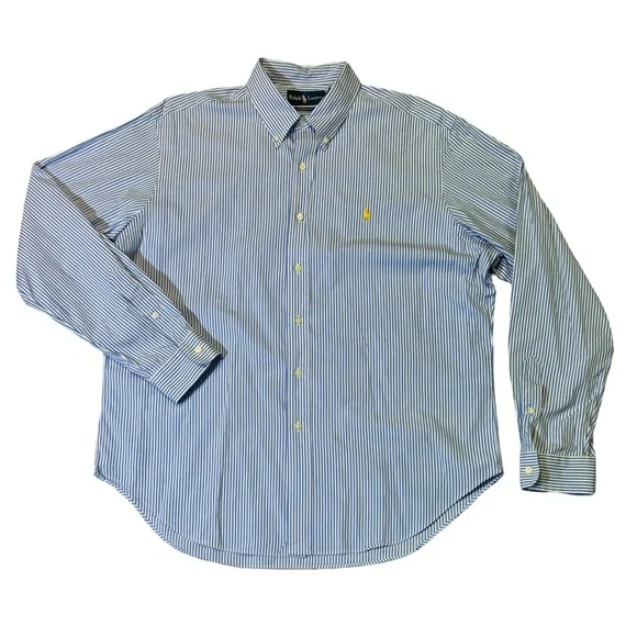 Polo Ralph Lauren mens XL classic fit blue stripe oxford button up casual shirt
