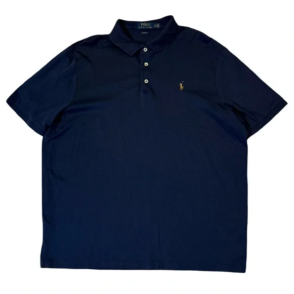 Polo Ralph Lauren mens XL navy blue solid classic fit soft cotton polo shirt