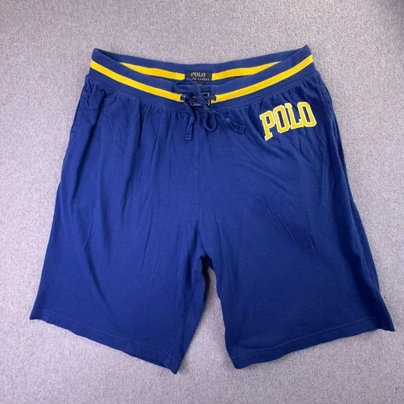 Polo Ralph Lauren Shorts Mens Large‎ Blue Lounge Sleepwear Drawstring Spellout