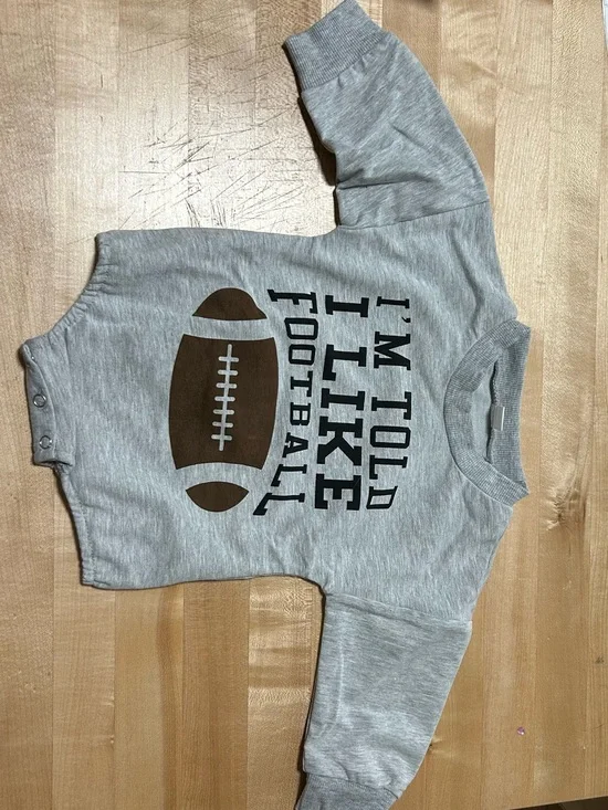 NWOT Baby Gray Football Onesie 3M