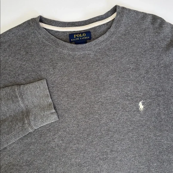 Polo Ralph‎ Lauren Waffle Knit Thermal Pony Pullover Long Sleeve Gray Men’s XL