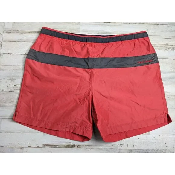VTG Polo Sport Ralph Lauren L Large Swimwear Trunks Red Bathing Suit Mesh‎ Lined
