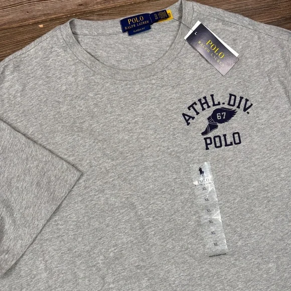Polo Ralph Lauren Mens XL T-Shirt Gray Athl Div 67 Winged Foot Classic Fit NEW