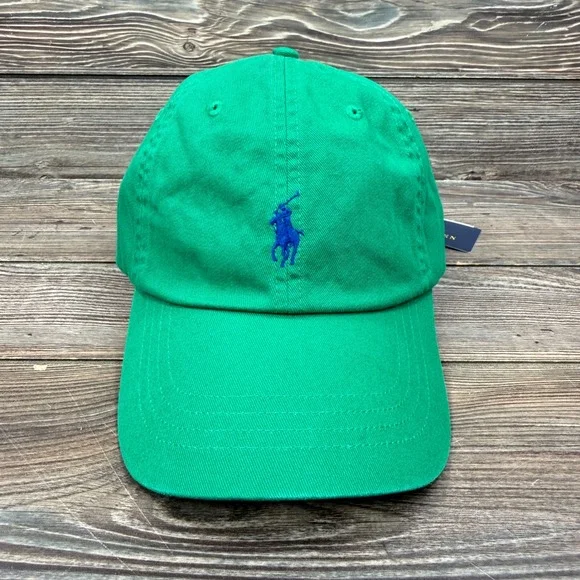 Polo Ralph Lauren Mens OS Iconic Cotton Chino Ball Cap Green Blue Pony NWT