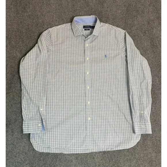Ralph Lauren Polo  100% Cotton Stretch Button Up Shirt Multicolor Check Size XL