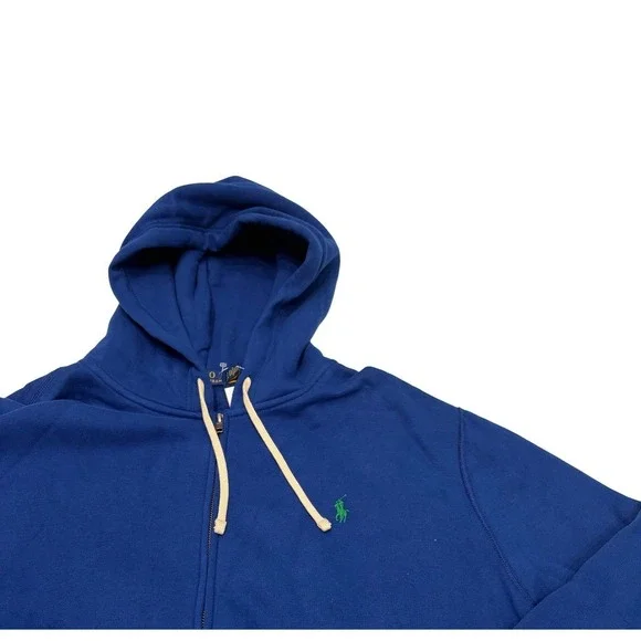 Polo Ralph Lauren Men's Royal Blue Solid Fleece Lined Full Zip Hoodie XXL