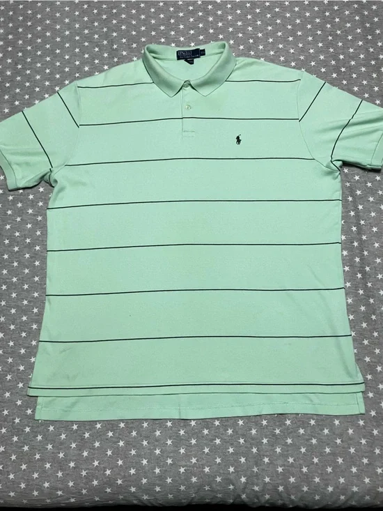 Polo by Ralph Lauren Polo Shitt Men’s. 2XL Mint Green Navy Strioed Big Pony