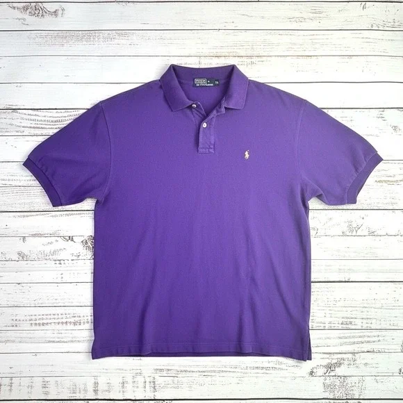 Vintage Polo Ralph Lauren Polo Shirt XL Purple 100% Cotton Preppy Ivy Pique
