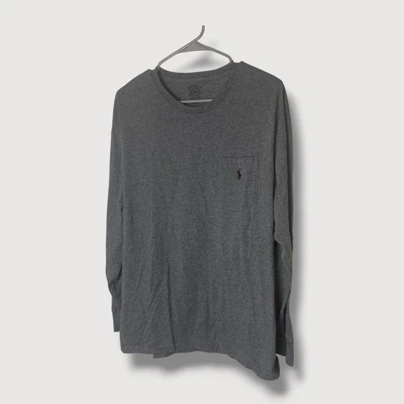 Polo Ralph Lauren Mens Gray Long Sleeve Tee Shirt Size Large