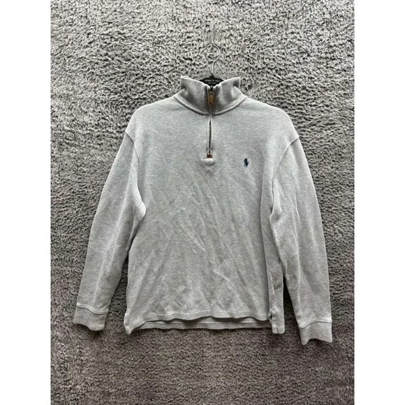 Polo Ralph Lauren Estate Rib Quarter-Zip Pullover Sweater Gray Mens Size‎ S