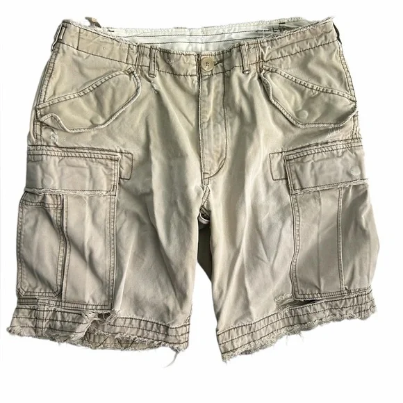 Polo Ralph Lauren Men’s Cargo Shorts Size‎ 34 Distressed Tan Utility Style