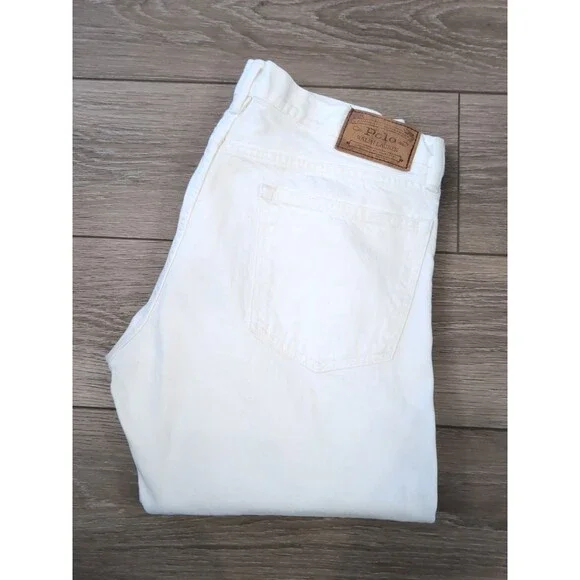 POLO RALPH LAUREN HAMPTON STRAIGHT MEN'S DENIM JEANS HUDSON WHITE 33X32  EUC
