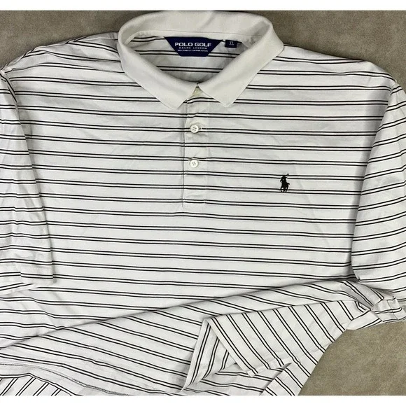 Vintage Polo Ralph Lauren Sport Shirt Striped 90s White Short Sleeve‎ Men Sz XL