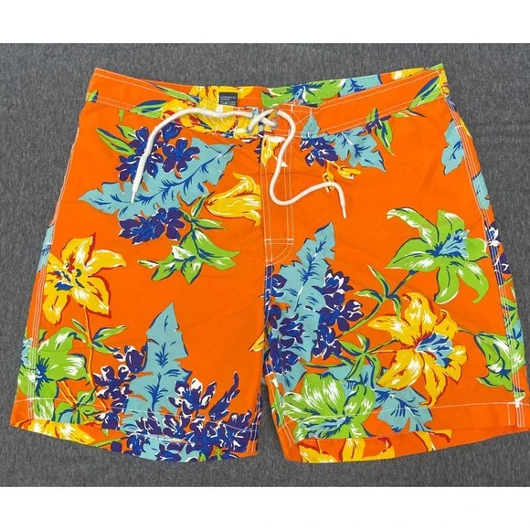 Polo Ralph Lauren‎ Floral Swim Trunks Orange Tropical Beach Shorts L
