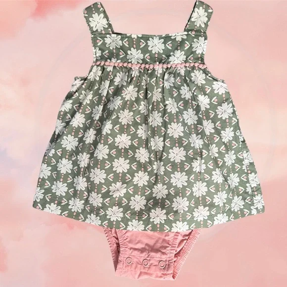 Carter’s Just One You 6 Month Baby Girl Green, Pink, & White Floral Outfit