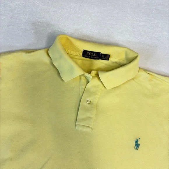 Polo Ralph Lauren Mens Yellow Tall Long Sleeve Polo Shirt Classic Fit LT GL‎