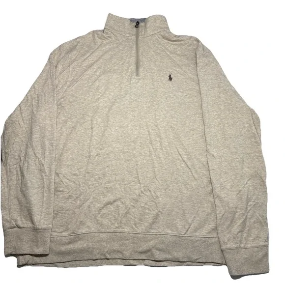Polo Ralph Lauren Mens light gray  Quarter Zip Pullover XL Lightweight Comfort