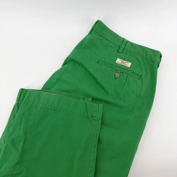 Polo Ralph Lauren Mens Classic Chino Green Pants 36x32 Cotton Twill Straight Leg