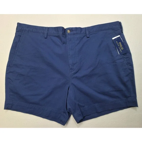 New Polo‎ Ralph Lauren Shorts Mens 42 Blue Stretch Cotton Twill Flat Front