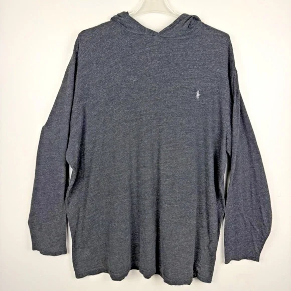 Polo Ralph Lauren Hooded T-Shirt Mens 3XLT Charcoal Gray Lightweight Casual FLAW