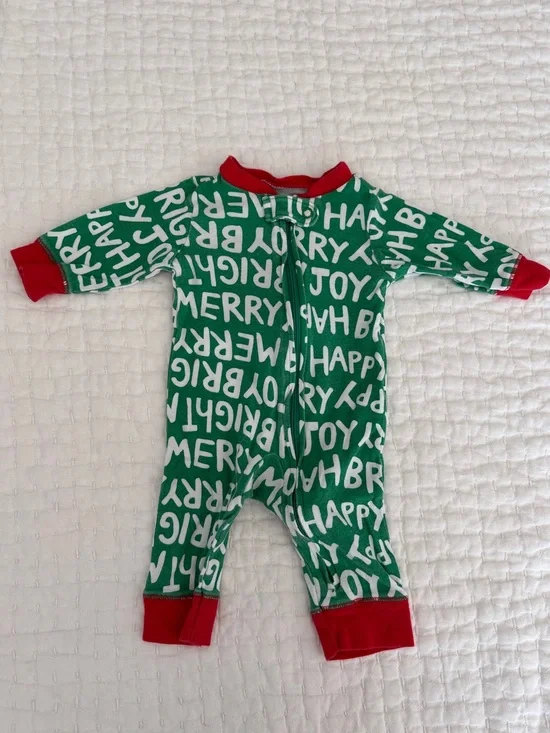 Carter’s Christmas Green & Red Kids One-Piece Footie Pajamas, 3M