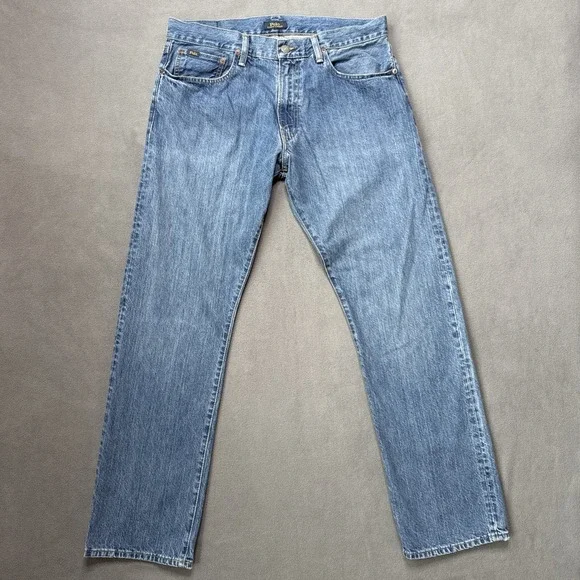 Polo Ralph Lauren Jeans Mens 33x32 Blue Hampton Relaxed Straight‎ Mid Rise Denim
