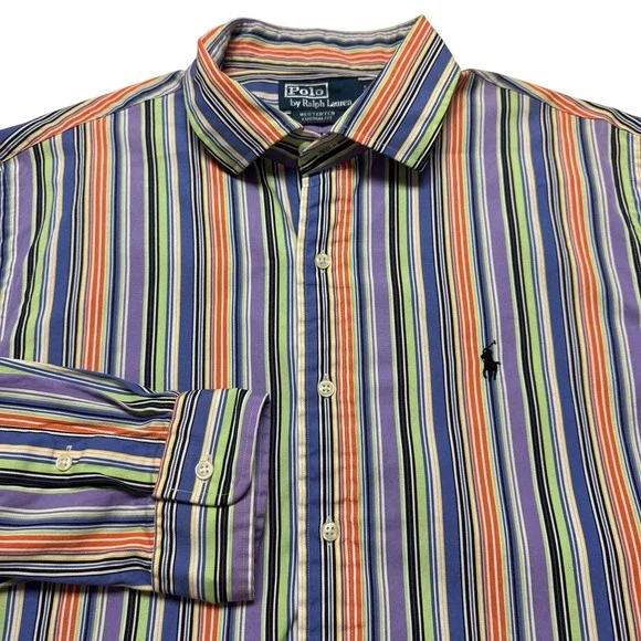 Ralph Lauren Shirt Mens XL Multicolor Stripe Westerton‎ Button Down Pony Logo
