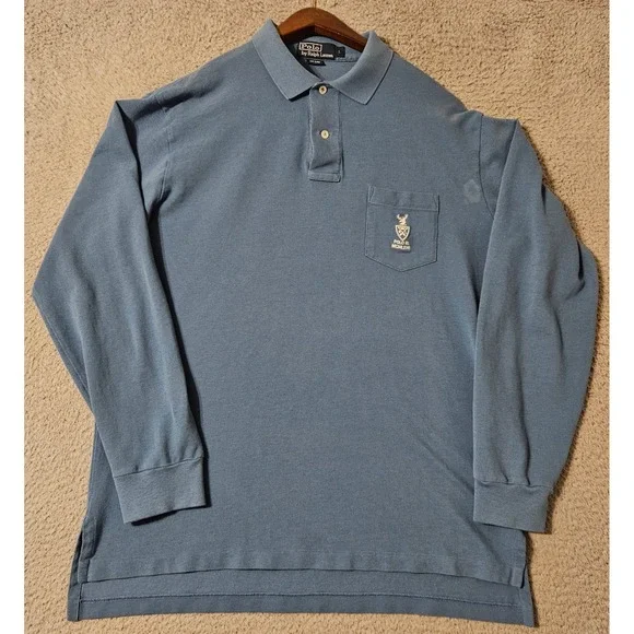 Polo Ralph Lauren R.L.‎ MCMLXVII Blue Long Sleeve Shirt Men's Size Large