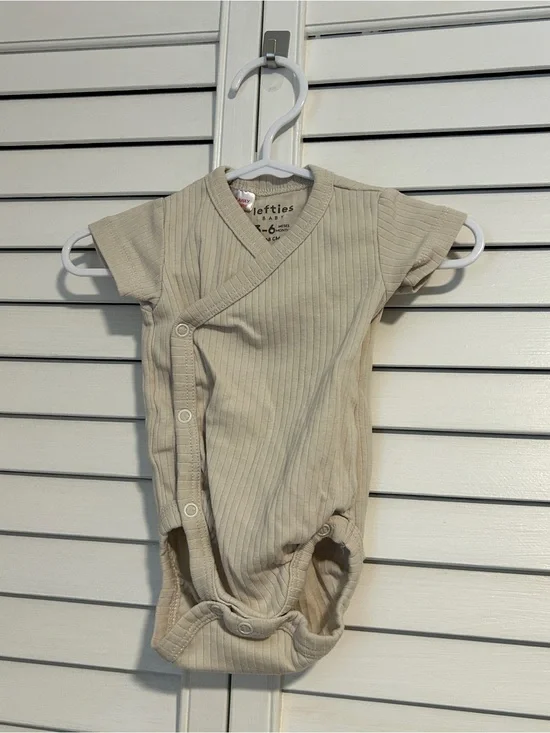 Lefties Baby Neutral Ribbed Wrap-Front One-Piece Bodysuit - Cream